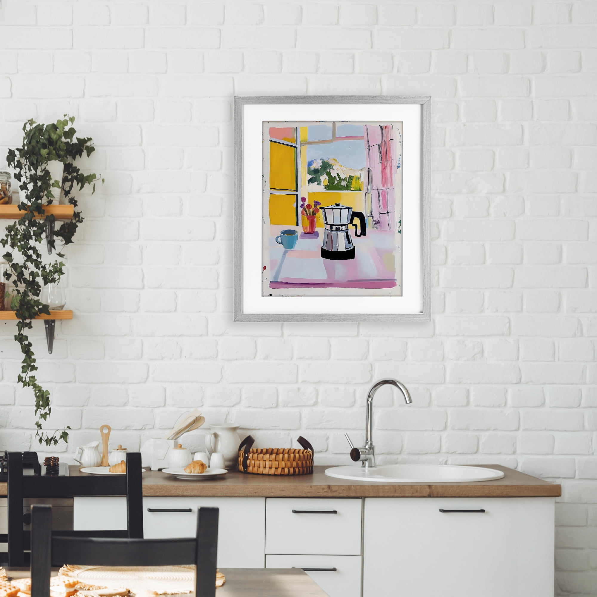 Stupell Industries Italian Moka Pot Kitchen Gray Framed Print Under Glass, design by The Prints Vibe