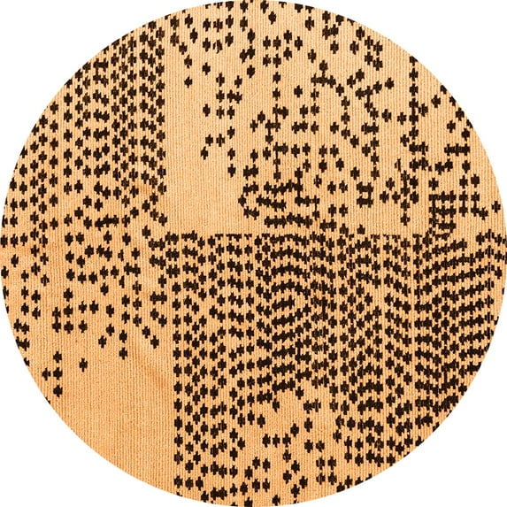 Ahgly Company Indoor Round Abstract Orange Modern Area Rugs, 5' Round