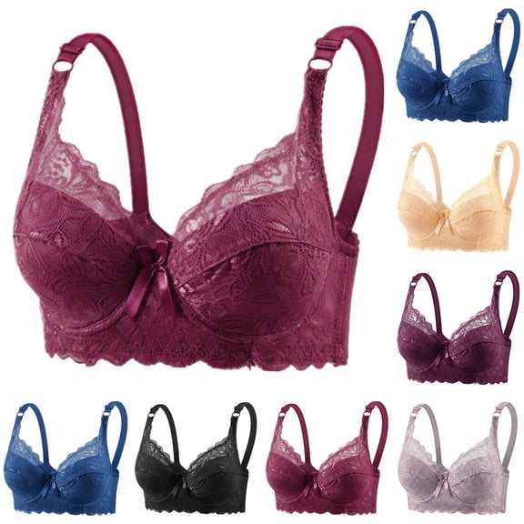 Noric Women's Thin Floral Lace Underwire Bra Adjustable Straps Lift stay-Sag Side Support Comfort Shaping Bustier