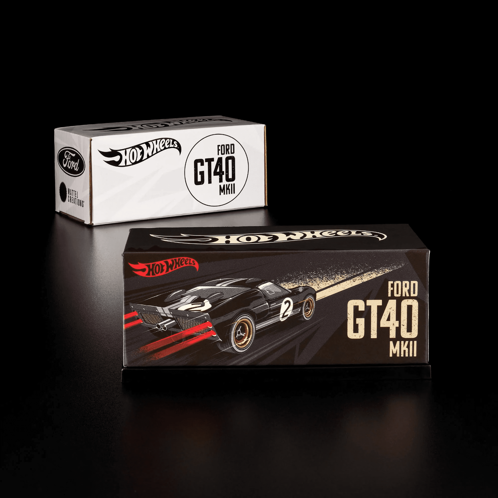 Hot Wheels RLC Ford GT40 Mk II – 1:64 Premium Die-Cast Car, Spectraflame True Black, Opening Rear Cowl, Real Riders Wheels, Collector Edition in Acrylic Case