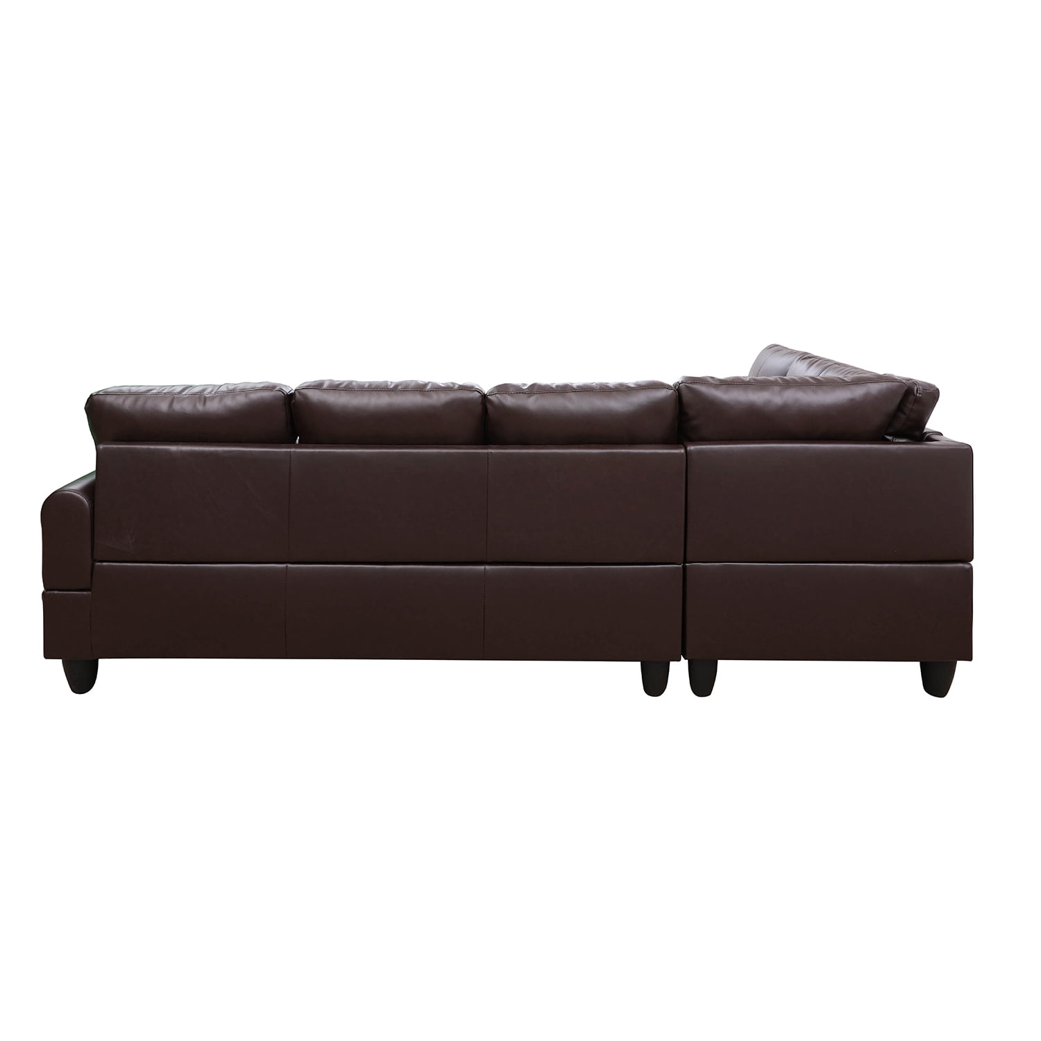 Hommoo L Shaped 4-Seat Couch, Faux Leather Sectional Couches and Sofas, Modern Living Room Furniture Sets Sectional Sofa Set, Brown(No Ottoman)