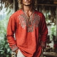 thumbnail image 2 of Cotton Long Sleeve Vintage V Neck T Shirts For Men Summer Travel Gym Commute Errands Lounge Weekend Daily Wear Easy Layering Daily Style Smart Casual Easy Outfit, 2 of 7
