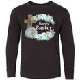 thumbnail image 3 of Inktastic Happy Easter with Cross and Flowers Long Sleeve Youth T-Shirt, 3 of 5