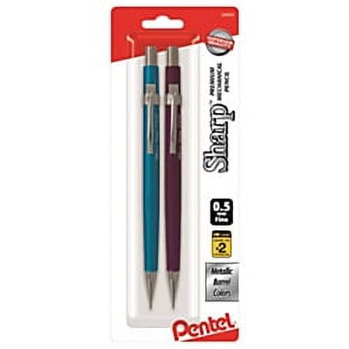 Sharp Mechanical Pencil (0.5mm) Metallic Barrels, Assorted Barrel Colors (MC/MV), 2-Pk
