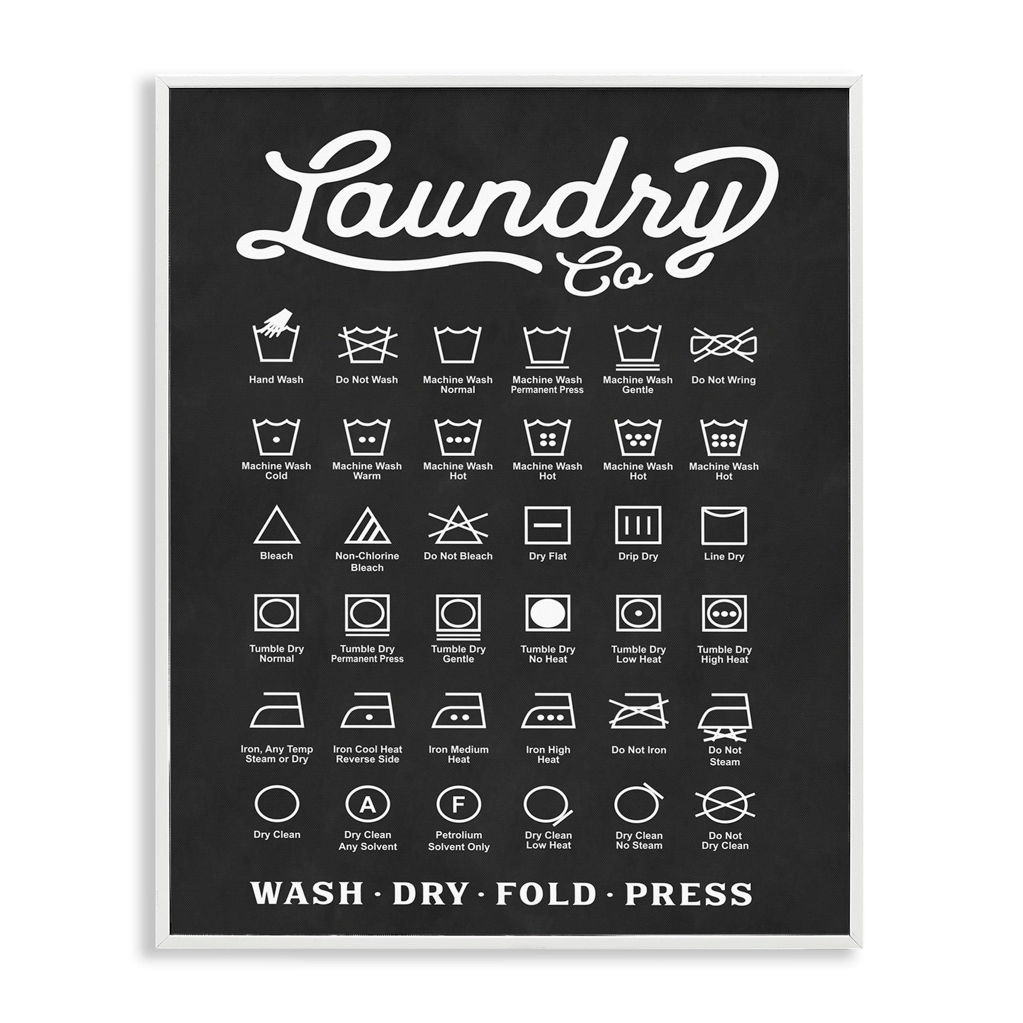 Stupell Industries Laundry Business Symbols Chart Simple Shapes Graphic Art Framed Art Print Wall Art, 24x30, By Lettered and Lined