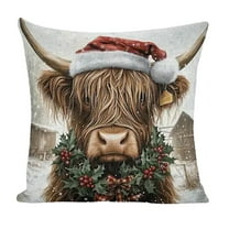 Cinvoph 18"x18" Christmas Cow Pillow Cover Decorative Throw Pillow Cases for Winter Xmas New Year, Soft Cushion Covers for Couch Sofa Bed Home Living Room Party Decor, Festive Holiday Home Decoration
