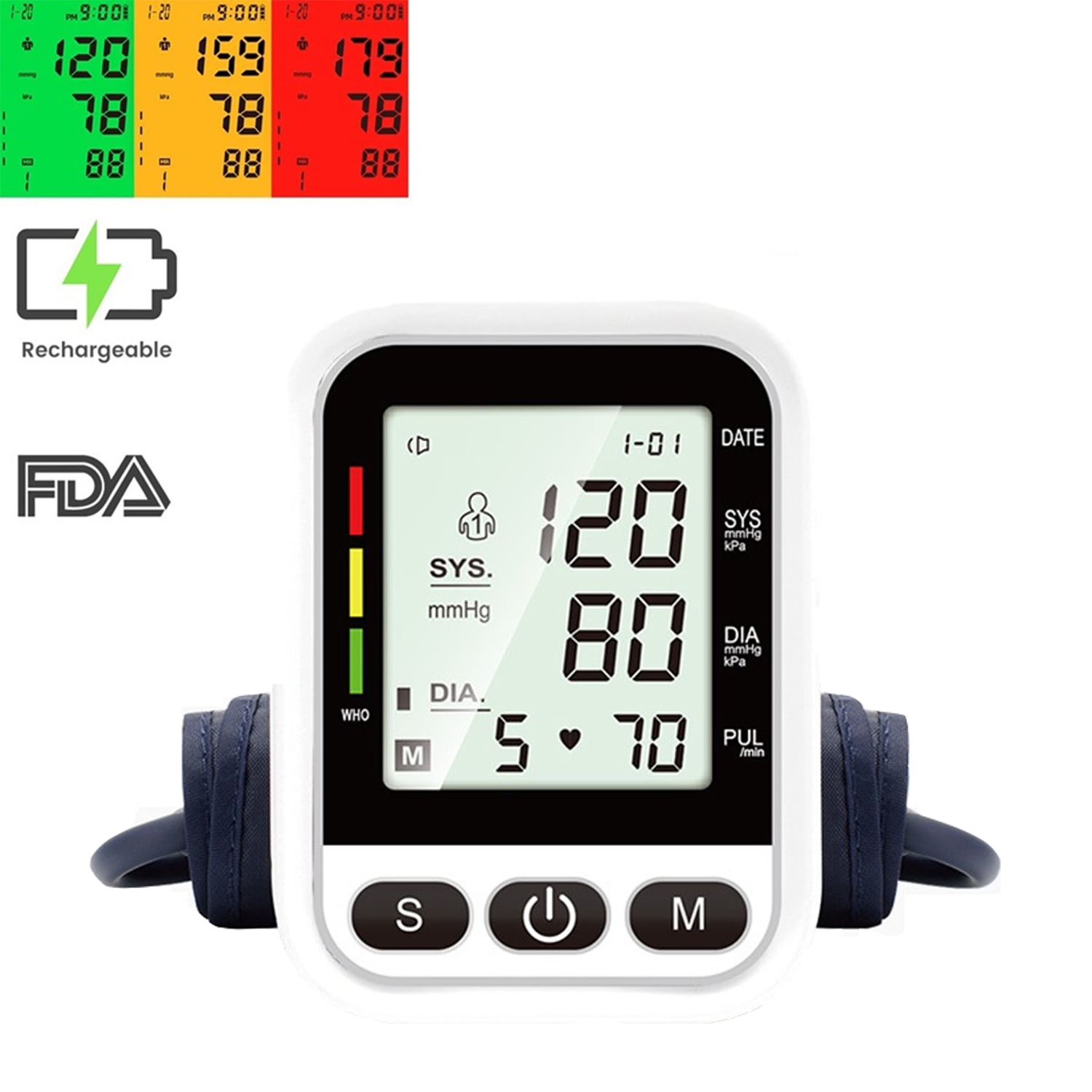 Blood Pressure Monitor Upper Arm Accurate Automatic BP Machine Dual Mode+99 Set Memory with Voice Broadcast Large LCD Screen Adjustable Cuff Suitable for Home Use 
