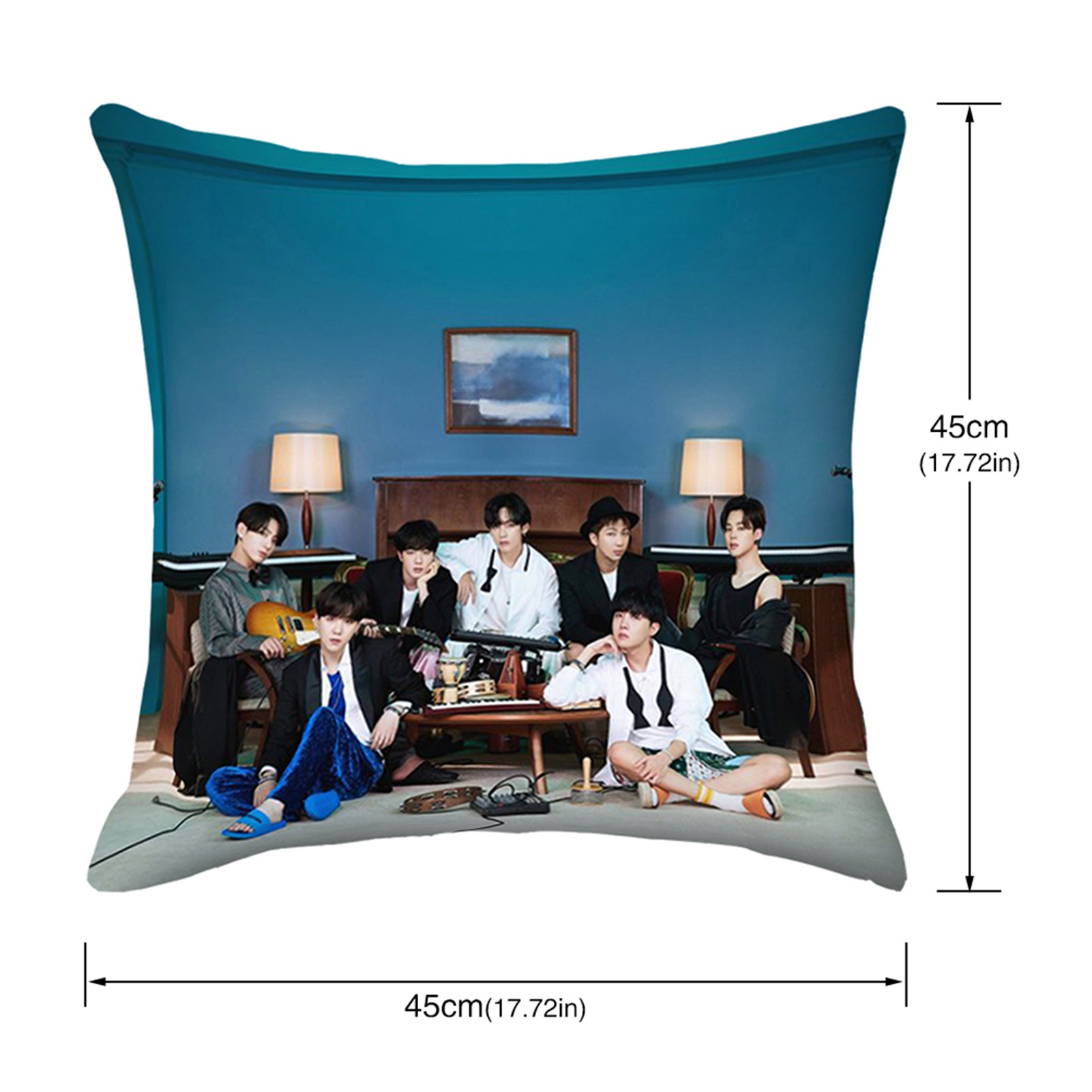 Riapawel BTS Pillowcase, Bangtan Boys Double Side Decorative Square Throw Pillow Covers for Sofa Bed Home Decoration-17.7 x 17.7 inch, H06