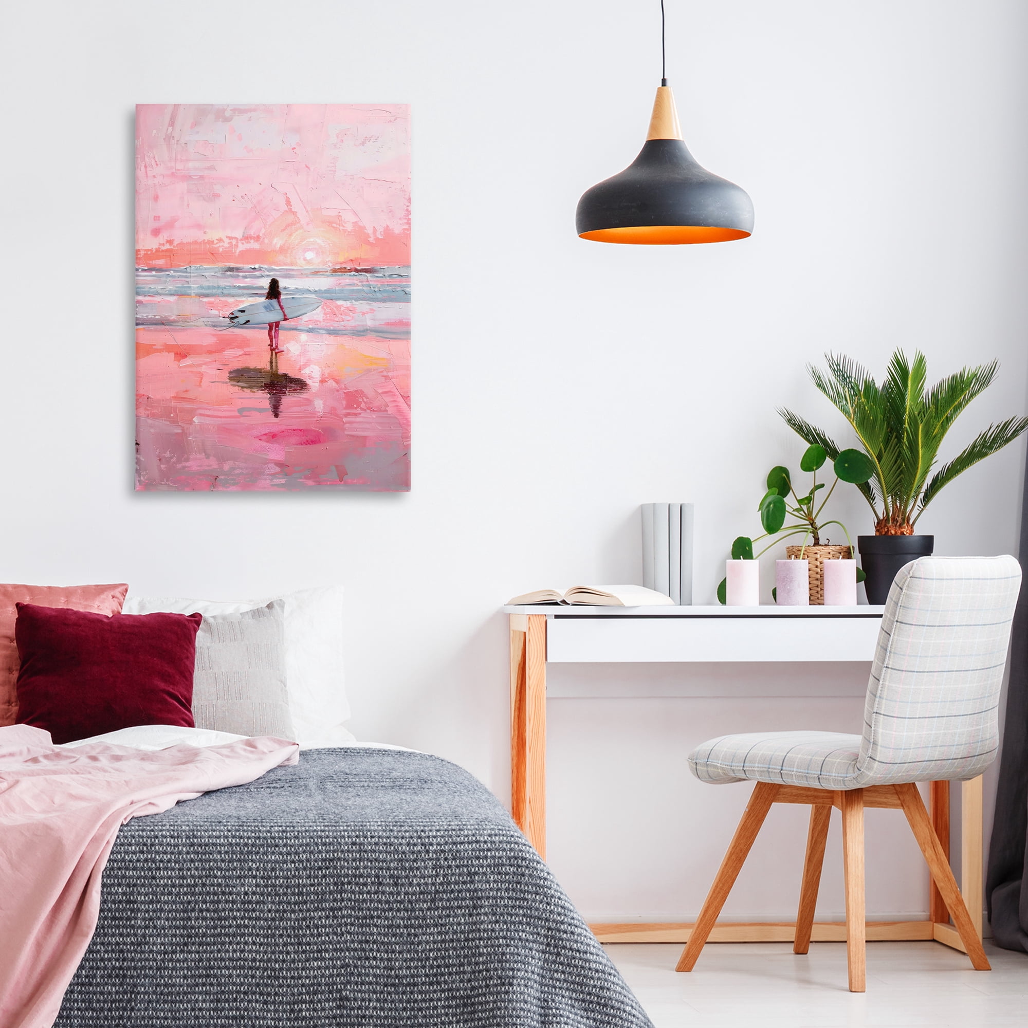 Stupell Industries Surfer at Pink Sunset Canvas Wall Art, design by Creative Studio