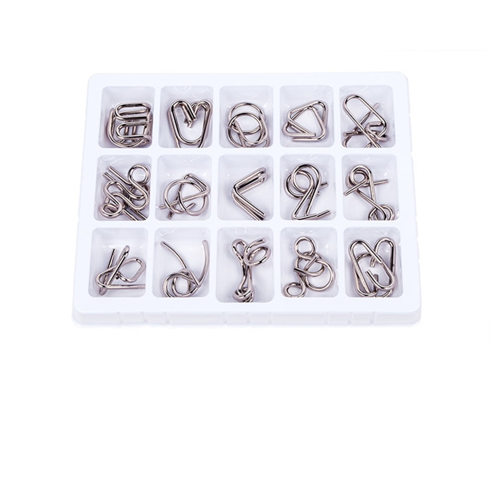 Details about   15 Pcs/Set Metal Wire Puzzle Game Brain Teaser IQ Mind Test Toys For Kids Adults 