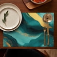 thumbnail image 4 of Teal and Gold Marble Flow Lines Pattern Summer Placemats Table Placemats Set Of 6-Linen Kitchen Washable Placemats Table Mats 11.8"x17.7" Non-Slip Heat Resistant, 4 of 5