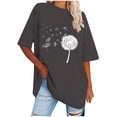 thumbnail image 2 of WREESH Women's Oversized Round-Neck T-Shirts Casual Loose Short Sleeve Printed Blouses Gray, 2 of 5