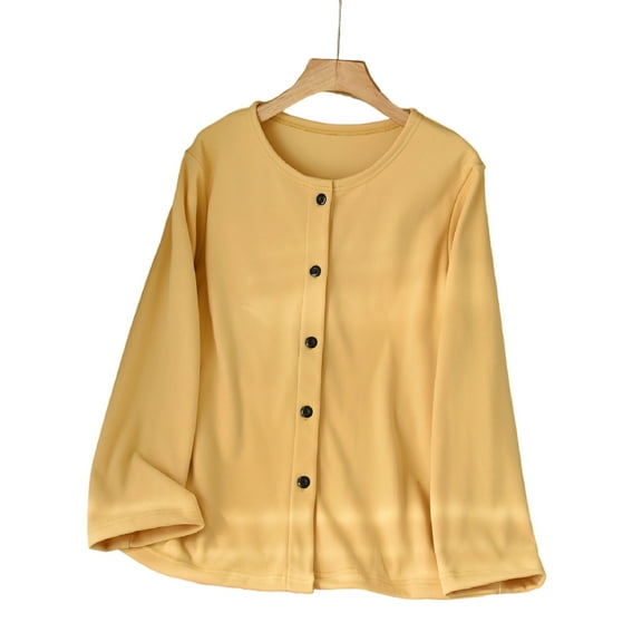 tarylea Fall Lounge Tops for Women Long Sleeve Button down Crew Neck T-Shirts Casual Comfy Fall Pajama Tops