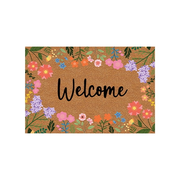 Dvumao Spring Floral Welcome Doormat 31.5x19.7 in, Entryway Rug with Non-Slip Backing for Front Door, Patio & Indoor Use