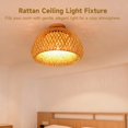 thumbnail image 2 of Wood Rattan Ceiling Light Fixture, Semi-Flush Mount Handwoven Rattan Shade, Farmhouse Light Chandelier Shade, Dual-Layer Lamp Fixture for Bedroom, Hallway, Kitchen, E26 Base Included, 2 of 5