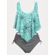 thumbnail image 1 of Tankini de Superposición con Estampado de Telaraña con Volantes en Talla Extra Rosegal  Camisetas sin mangas de talla grande, 1 of 5