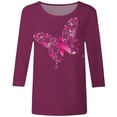 thumbnail image 4 of Kcolen Pink Ribbon Cancer Awareness T-Shirts Women, Cancer Awareness T-Shirt Pink Ribbon 3/4 Length Sleeve Plus Size Cancer Pullover Shirts Tee Tops, 4 of 4