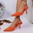 thumbnail image 4 of Miluxas Kitten Heels for Women Pointed Closed Toe Heels Low Pumps Shoes for Party Work office Orange 7.5(40), 4 of 9