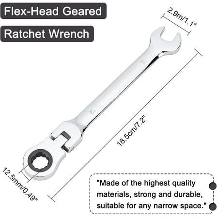 1pc Chrome-Vanadium Steel Wrench Ratchet Wrench 18.5x2.9x0.9cm