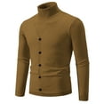thumbnail image 2 of LOVZFMLL Men's Sweaters, Solid Color Turtleneck Ribbed Cardigan, Casual Fashion Button Vest, Mock Two-Layer, Warm Winter Tops, Fall Clothes, 2 of 4