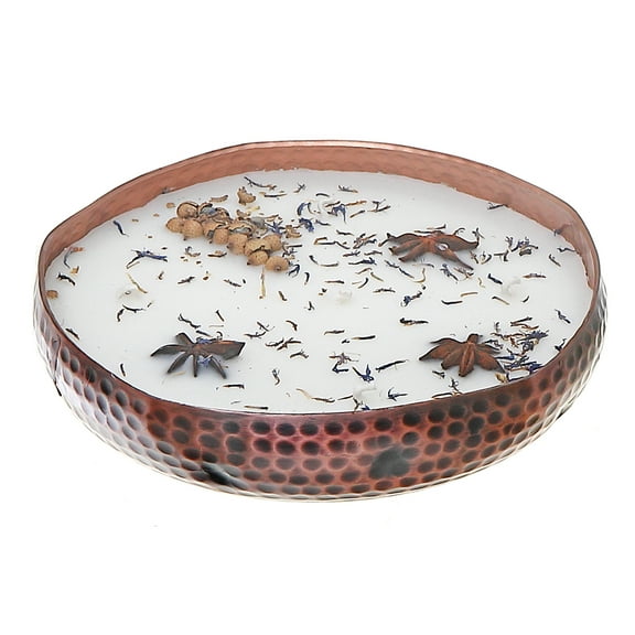 Masion Concepts Soy 14 Oz 5 Wick Metal Dish Candle Barossa Rose Plum ,Bronze,Aluminum, 7 L x 7 W x 1.52 H