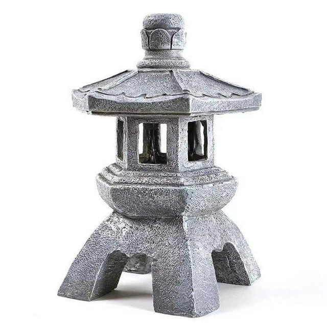 Linterna Estupa de Pagoda de Piedra Cateissary Decoración del Hogar Cúpula Gris