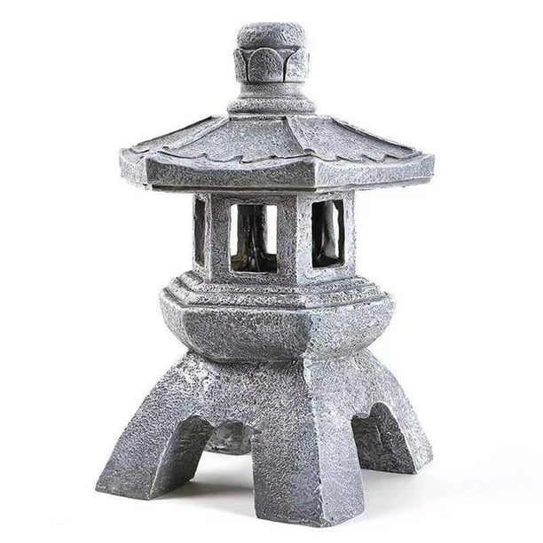 Bearachild Stone Pagoda Stupa Lantern Sculpture Resin Courtyard for Garden Ornament Decoración del hogar Cúpula gris
