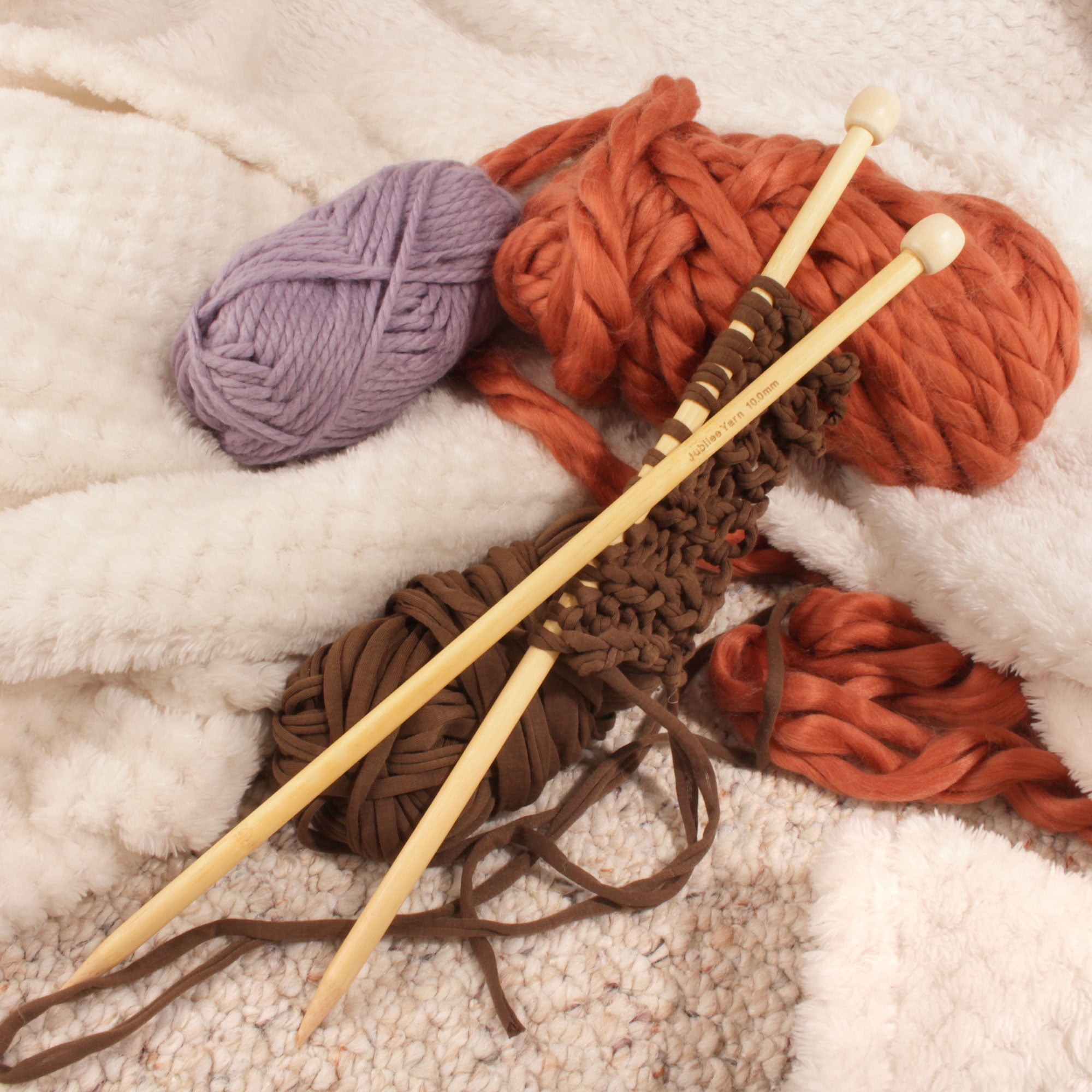 JubileeYarn Jumbo Bamboo Knitting Needles - 3 Pair Deluxe Set - 15mm, 20mm, 25mm