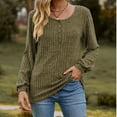 thumbnail image 2 of JGGSPWM Women Long Sleeve Henley Shirts Ribbed Knit Button Up V Neck Basic Slim Fitted Tunic Sweater Tops Army Green M, 2 of 4