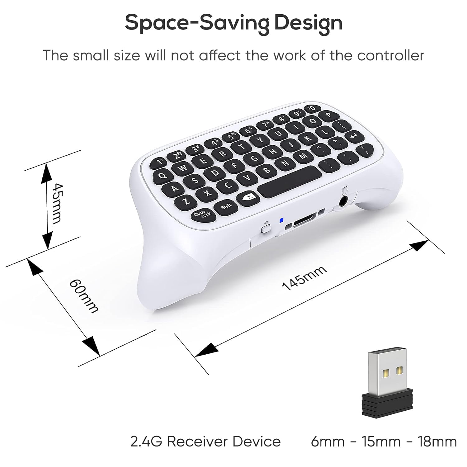 Keyboard for Xbox Series X/S/One/One S Controller, Wireless Chatpad Bluetooth Gaming Keypad with USB Receiver,Built-in Speaker,3.5mm Audio Jack Accessories for Xbox (Controller Not Included),White