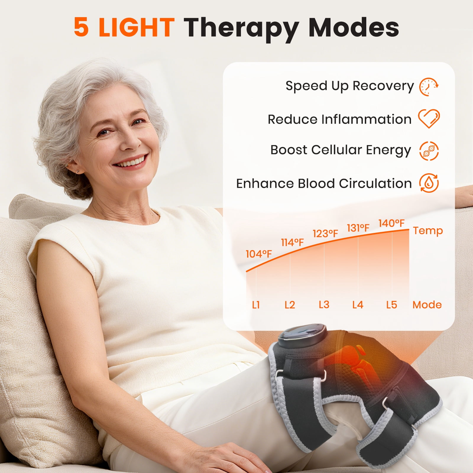 Heated Knee Massager with Red Light, Cordless Knee Wrap with Vibration Massage, 660 & 850nm Red Light for Joint/Elbow/Shoulder Massager for Family