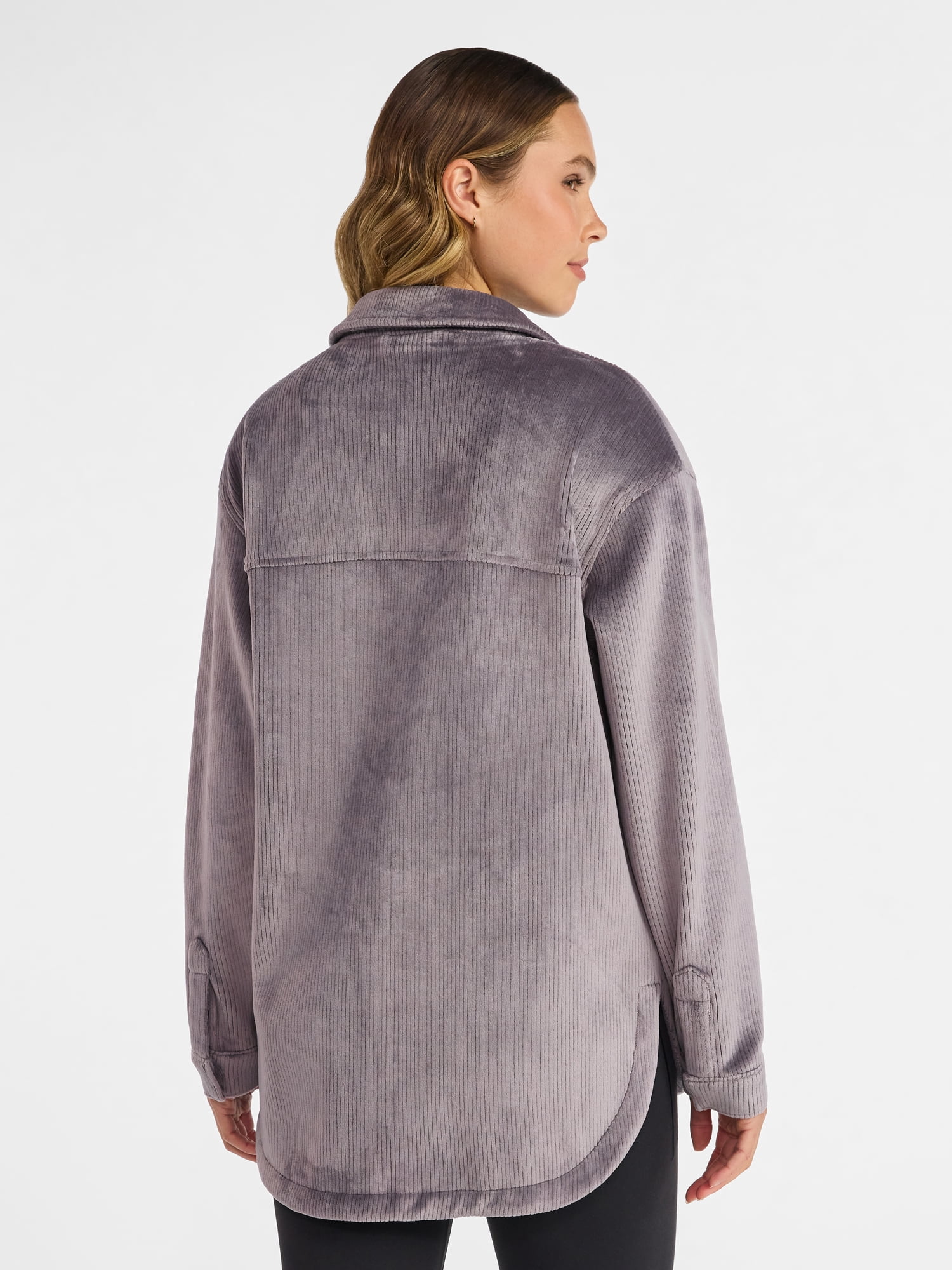 Avia Women's and Women's Plus Cord Velour Shacket, Sizes XS-4X
