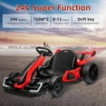 thumbnail image 4 of K61 Go Kart Electric Drift Kart with Length Adjustable Seat, 24V Outdoor Ride on Toy with 4 Speed Mode, RC Car for Kids 6-12 Years Old, Fast 300W Motor, 8.5 MPH, Bluetooth, 4 of 8