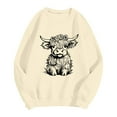 thumbnail image 3 of WEAIXIMIUNG Chandails en Molleton pour Femmes Tendance Zip Automne et Hiver 2024 Col Rond Mode Imprimé Vache Manches Longues Mode Décontractée Top Sortie, 3 of 4
