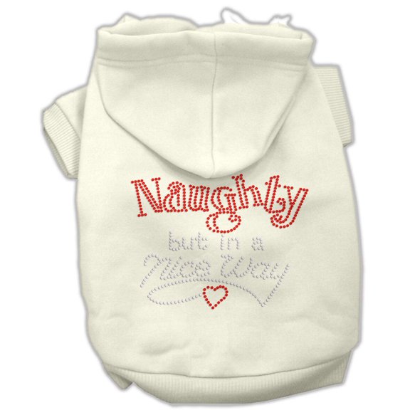 Christmas Rhinestone Pet, Dog Cat Hoodie, "Naughty, But In A Nice Way"