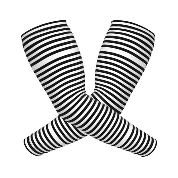 Black White Mosaic Vertical Stripes Arm Sleeves For Men And Women Compression Sun Protection Tattoo Cover Up Baseball Basketball Running