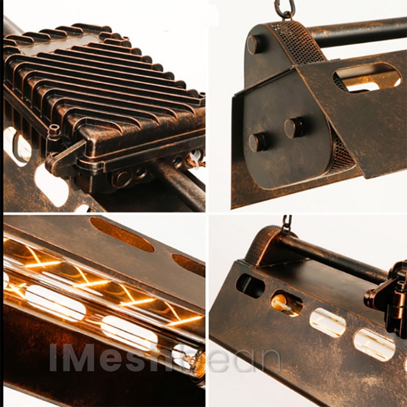 iMeshbean Industrial Steampunk Chandelier Pool Table Ceiling Light Fixture Wrought Iron Pendant Lamp for Bar Kitchen Island Dinging Room