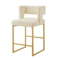 thumbnail image 4 of FFZ 26 inch Modern Square Open Back Counter Height Bar Stools Iron Legs Set Of 2 Gold Cream, 4 of 7