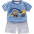 thumbnail image 3 of TBUIALL Conjunto de ropa para bebé niña, camiseta con patrón de coche de dibujos animados a rayas, traje para llevar al bebé a casa, 3 of 4