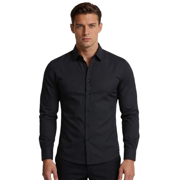 Cloudstyle Men's Non-Iron Slim Fit Dress Shirt - Breathable Wrinkle-Resistant Business Casual Shirt for Year-Round Office Wear