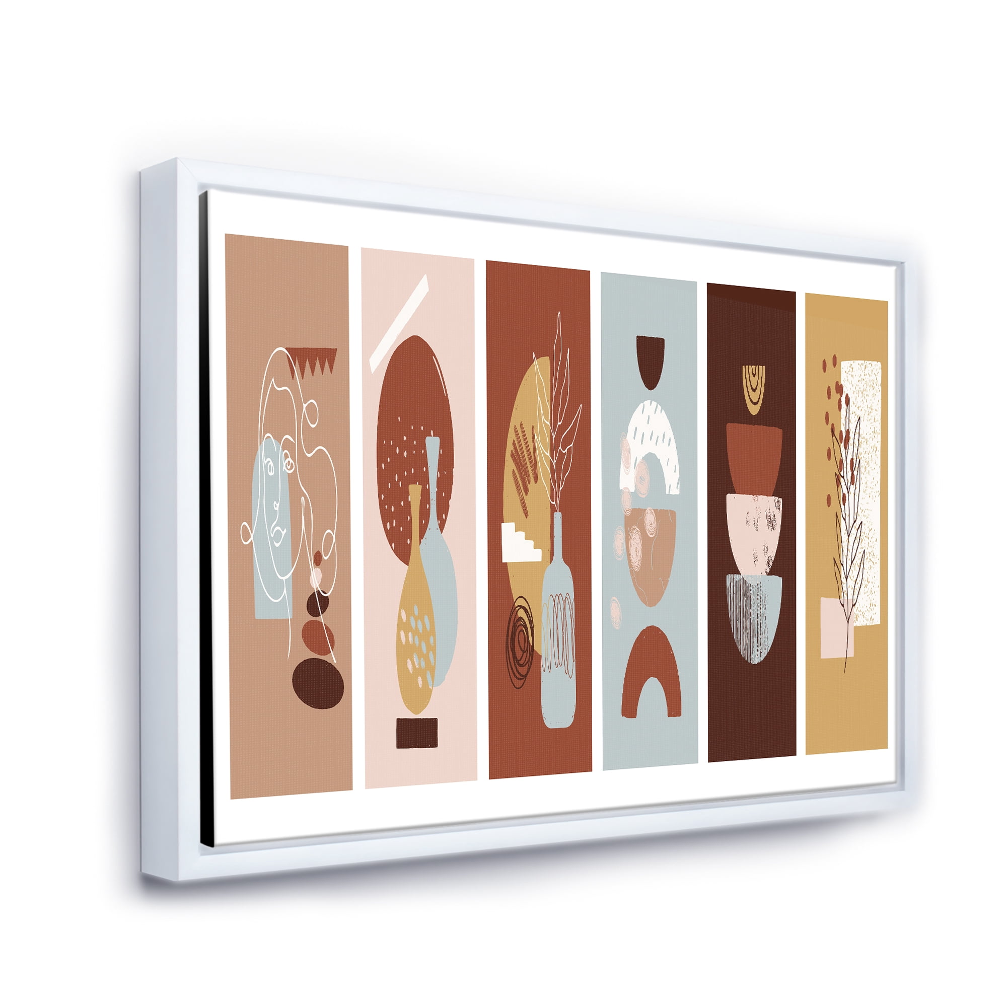 Designart 'Compostion Minimalistic of Organic Shapes V' Modern Framed Canvas Wall Art Print