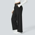 thumbnail image 4 of WULMLEO Wide Leg Pants for Women Stretchy Pull On Work Pants High Waisted Business Casual Trousers Slacks with Pockets Black L, 4 of 5