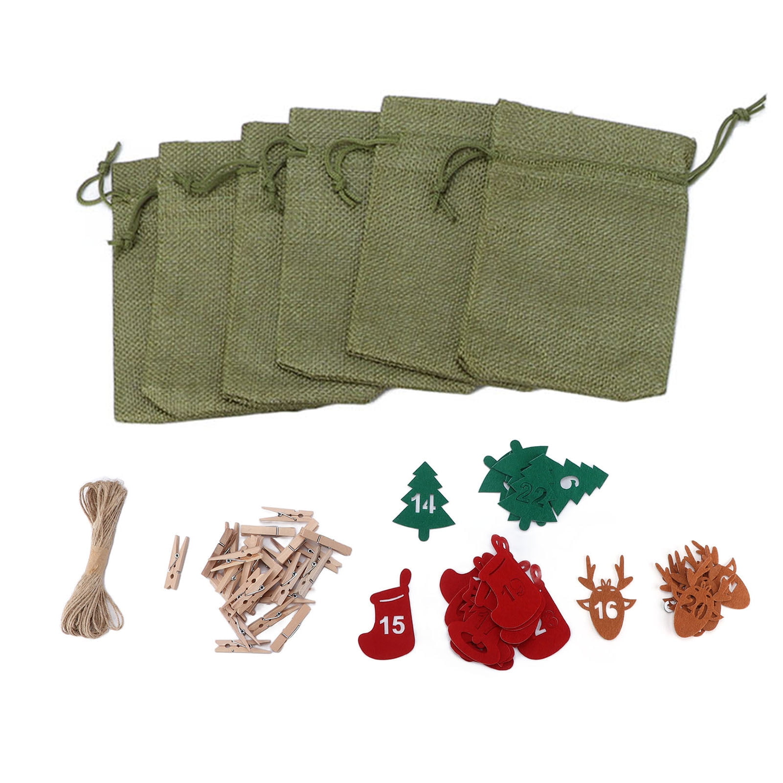 Kit Adviento 24 Bolsas Calendario De Adviento De Yute - 24 Bolsas Con Etiquetas, Cuerda De 2m Regalos Adviento