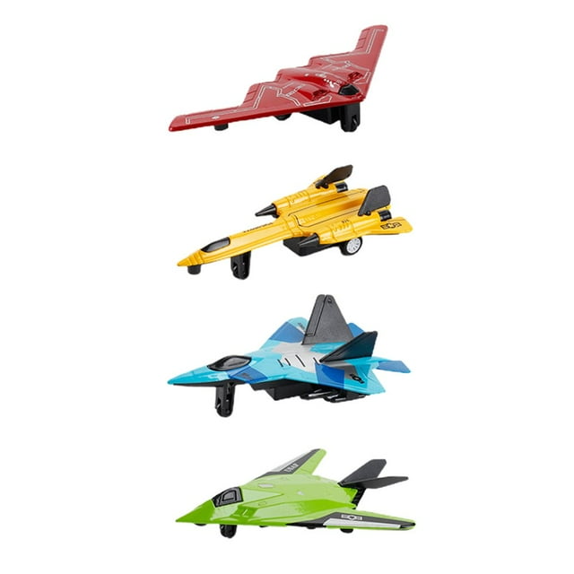 Boc 4Pcs Simulation Mini Plastic Hand-eye Coordination Pull Back Airplane Model Toys for Kids