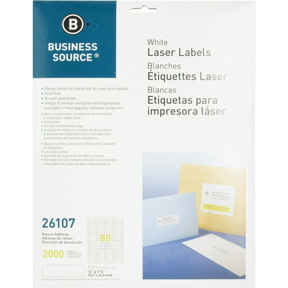 Business Source, BSN26107, Address Labels, 2000 / Pack, White