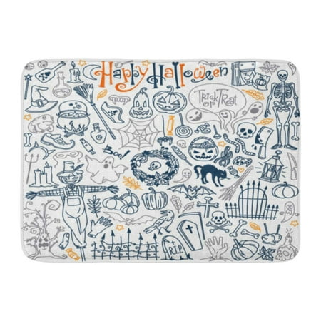 Doormat Costume GODPOK Halloween Doodle Traditional Popular Symbols Carved Pumpkin Party Costumes Witches Ghosts Monsters Rug Doormat Bath Mat 23.6x15.7 inch ()
