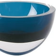 thumbnail image 2 of 6" Mouth Blown European Made Lead Free Peacock Blue Crystal Bowl, 2 of 3