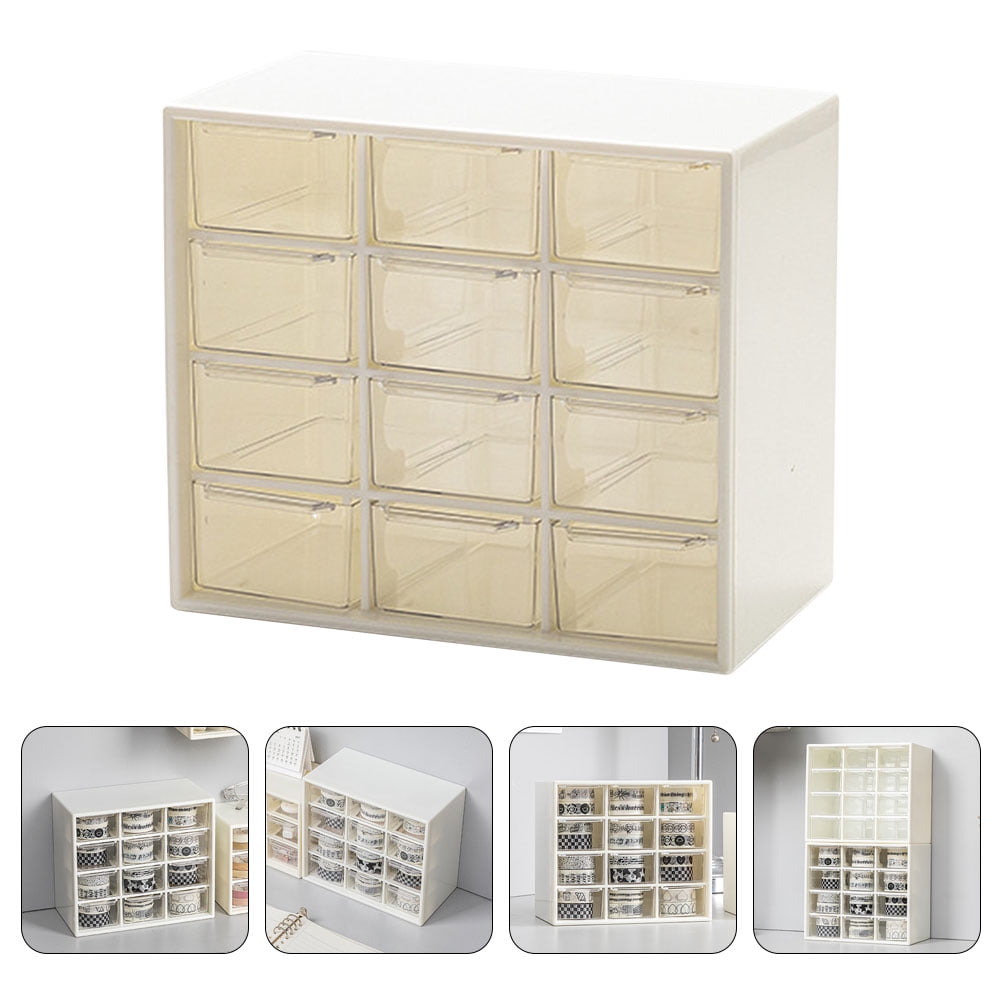 LITINKIMI White Plastic Desk Organizer with Multiple Compartments Multi-Function Storage Case for Home and Office Use