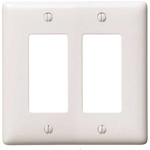 HUBBELL WIRING PJ262W 2-Gang Medium Size Decorator Wall Plate - White