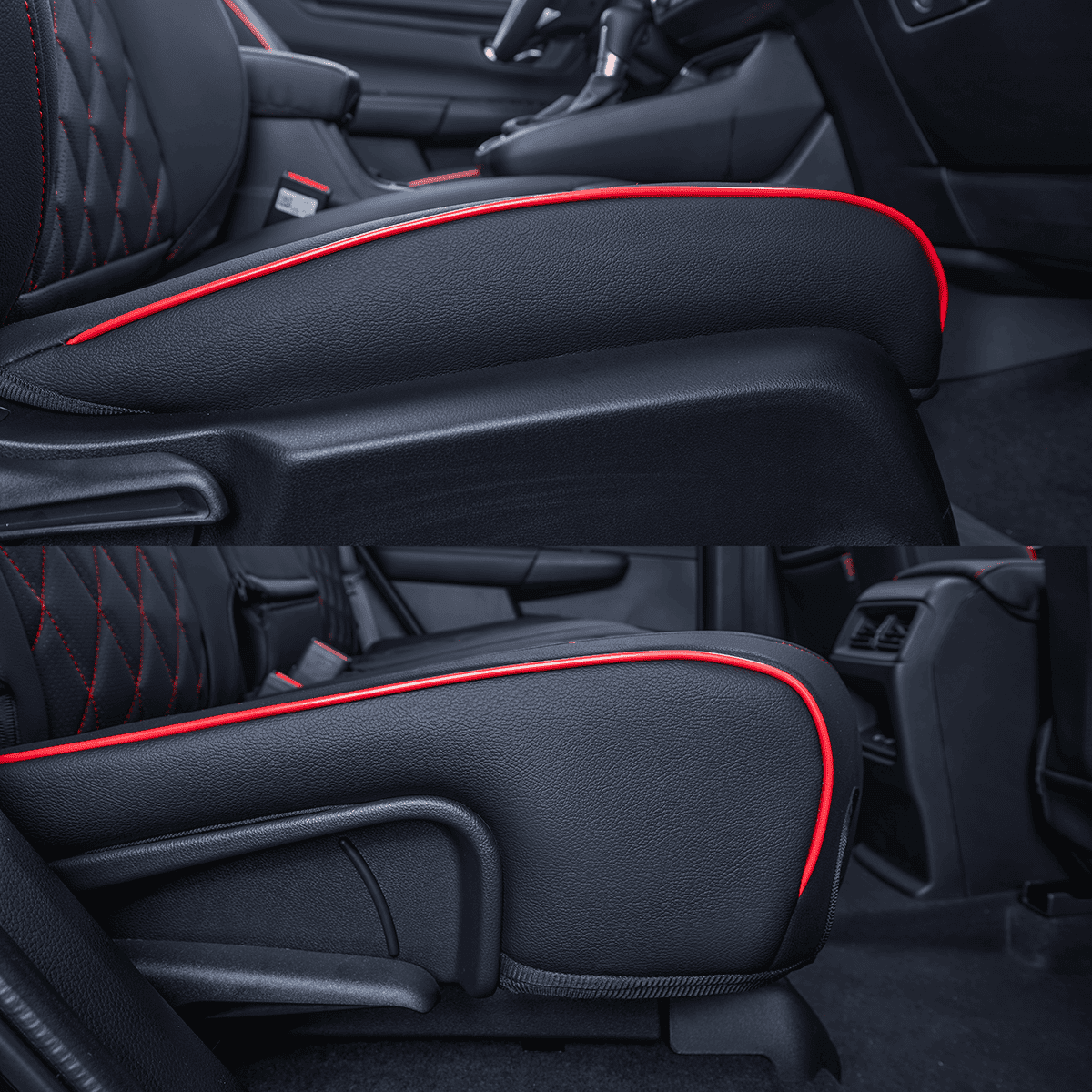EKR CRV Seat Covers Custom Fit for Honda CRV 2015 2016 Full Set Car Seat Cover for SUV, Leather Truck Seat Protectors,Faux Leather(Black with Red Trim)